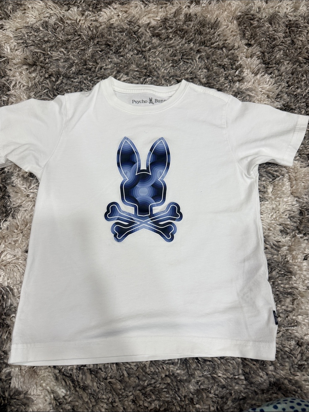 Psycho Bunny White Tee with Blue Graphic Bunny